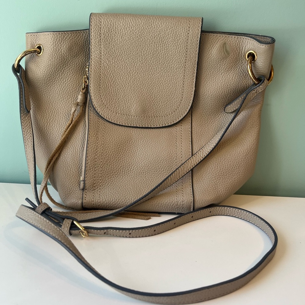 Danielle Nicole Gray Leather Crossbody Magnet & Snap Closure Purse